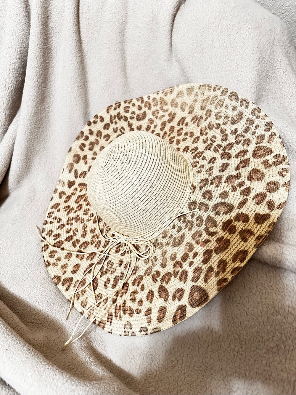 Lucky Brand Leopard Print Straw Sun Hat - Beige/Brown